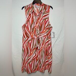 Nine West Women's Sleeveless Button-Down Top - Red and Pink, Size XXL, NWT